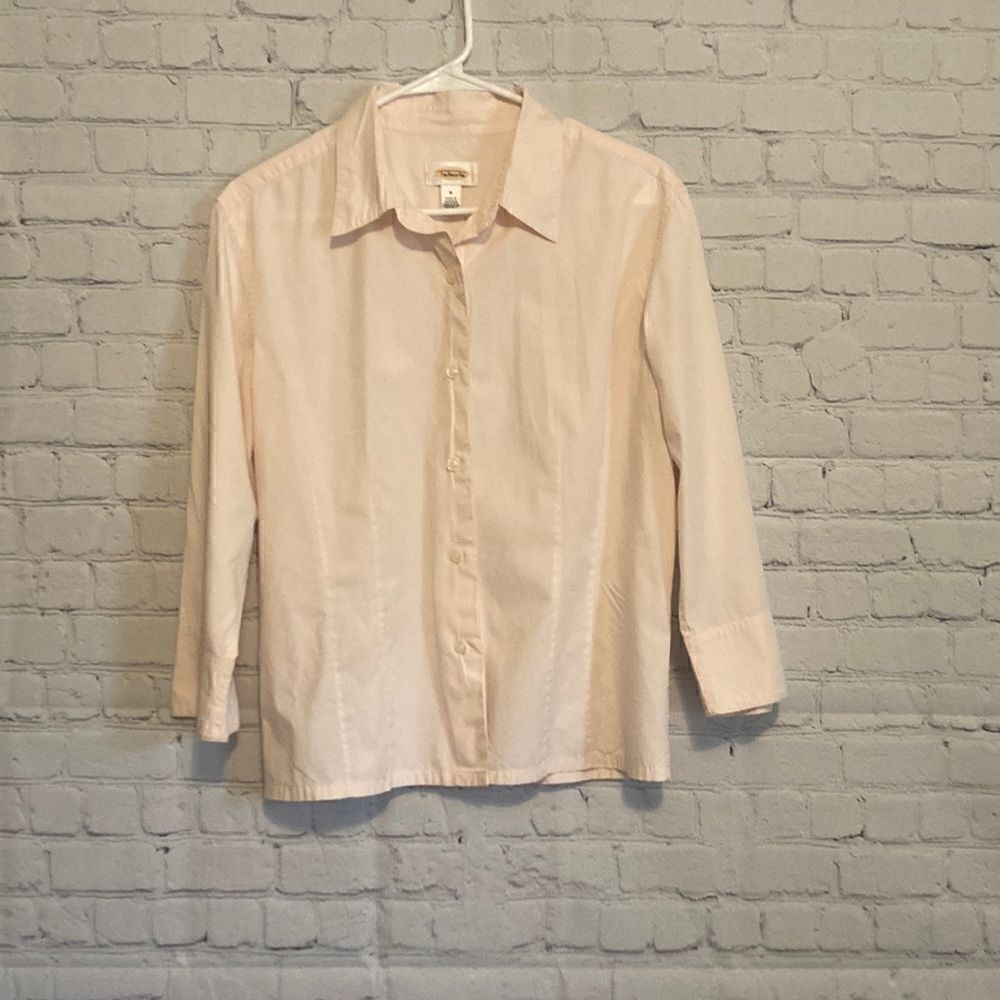 Talbots Womens button light pink size medium Long sleeved shirt